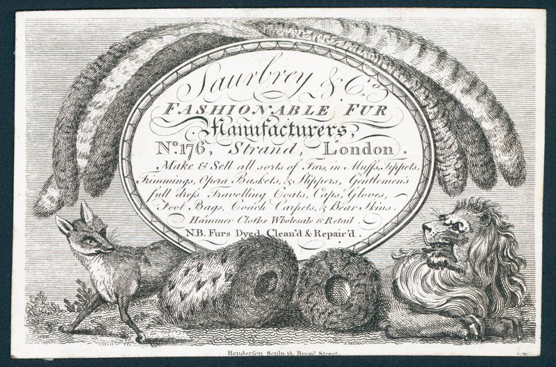 Saubry & Co, modische Pelzhersteller, Visitenkarte von English School