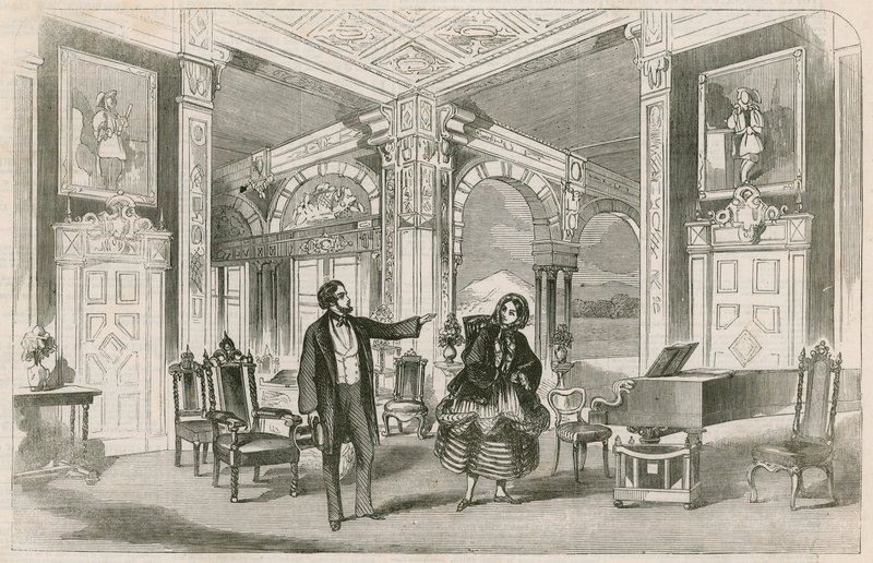 Szene aus Miss P Hortons neuer Unterhaltung in der Gallery of Illustration, Regent Street, London von English School