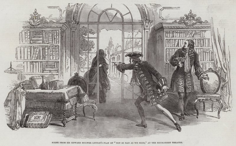 Szene aus Sir Edward Bulwer Lyttons Stück "Not So Bad As We Seem" im Haymarket Theatre von English School