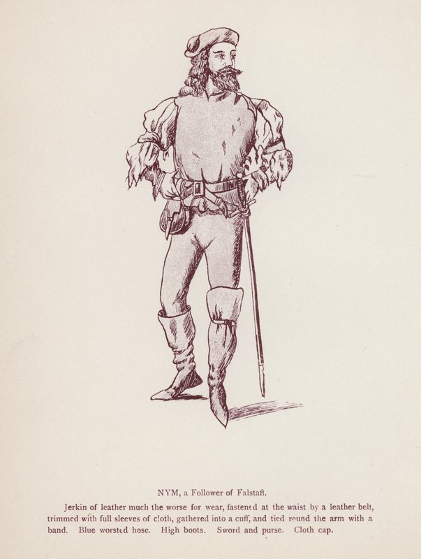 Shakespeares Die lustigen Weiber von Windsor: Nym, ein Anhänger von Falstaff (Lithographie) von English School