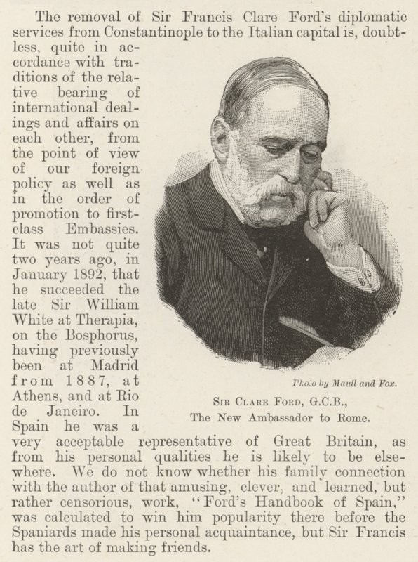 Sir Clare Ford, GCB, der neue Botschafter in Rom von English School