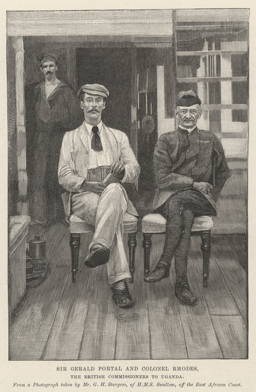 Sir Gerald Portal und Colonel Rhodes, die britischen Kommissare in Uganda von English School