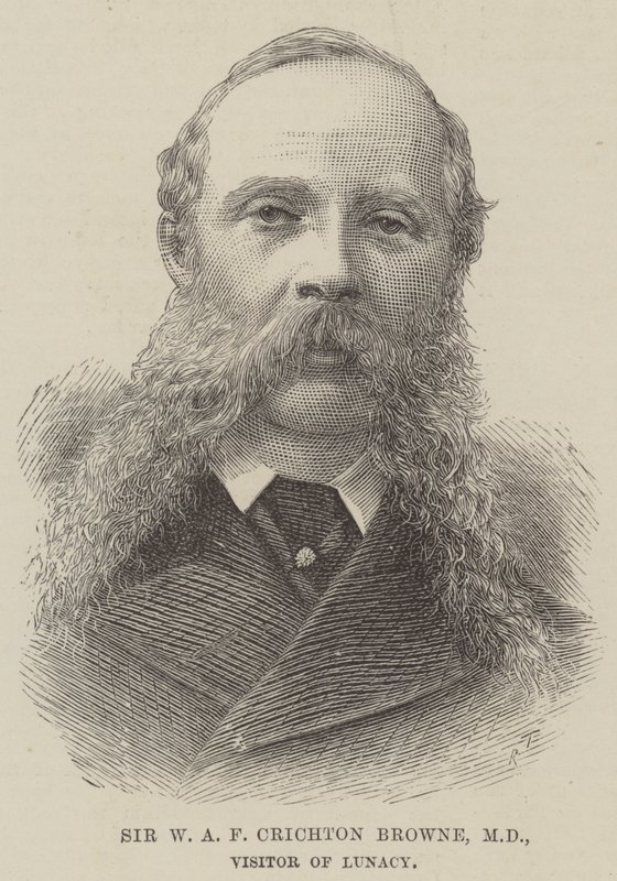 Sir W A F Crichton Browne, MD, Besucher der Geisteskrankheit (Stich) von English School