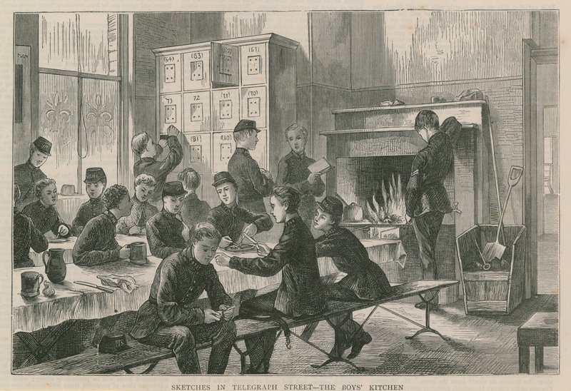 Skizzen in der Telegraph Street - Die Jungensküche von English School
