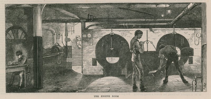 Skizzen in der Telegraph Street - Der Maschinenraum von English School