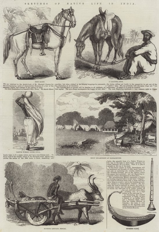 Skizzen des einheimischen Lebens in Indien von English School