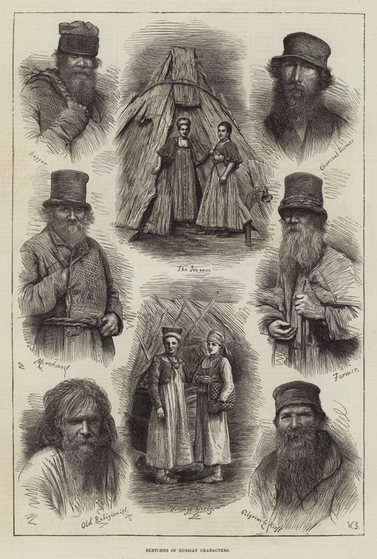 Skizzen russischer Charaktere (Stich) von English School