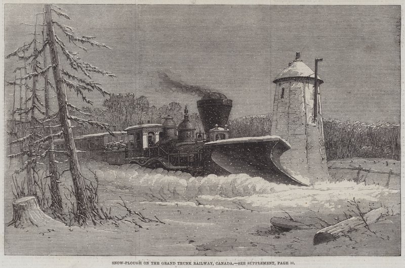 Schneepflug auf der Grand Trunk Railway, Kanada (Stich) von English School