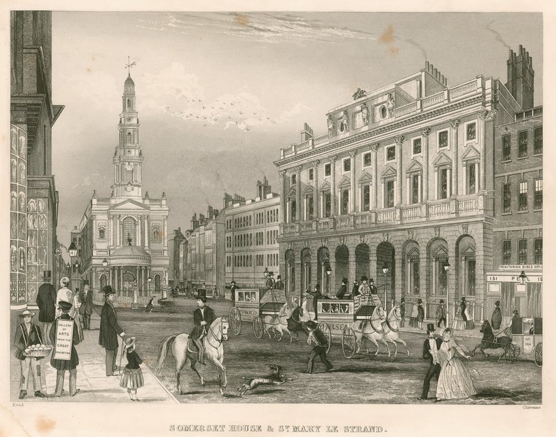 Somerset House und St. Mary-le-Strand, The Strand, London von English School