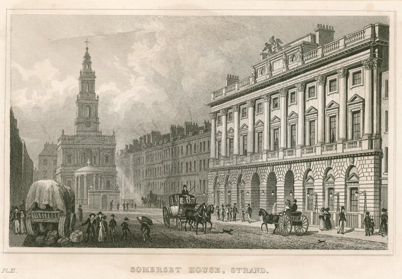Somerset House und St. Mary-le-Strand, The Strand, London von English School