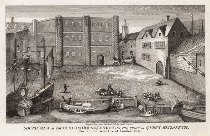 Südansicht des Zollhauses, London, zur Zeit von Königin Elisabeth von English School