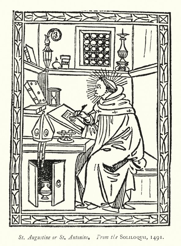 St. Augustinus oder St. Antonino, aus den Soliloquii von English School