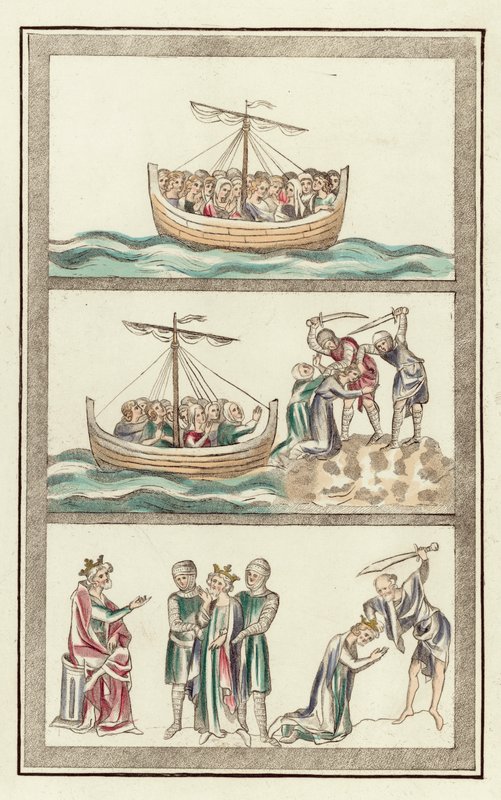 Heilige Ursula mit ihren jungfräulichen Gefährtinnen, Martyrium der Heiligen Ursula, Martyrium des Heiligen Alban von English School