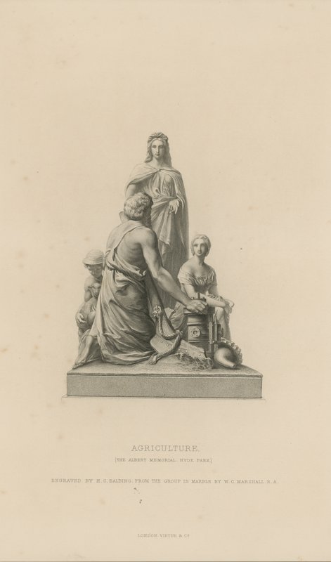 Statue, die Landwirtschaft darstellt, die das Albert Memorial schmückt von English School