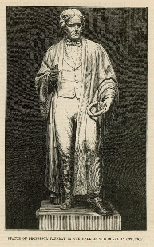 Statue von Professor Faraday in der Halle der Royal Institution von English School