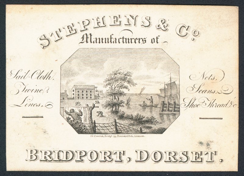 Stephens & Co, Hersteller von Segeltuch, Netzen, Zwirn, Leinen und Schuhfaden, Visitenkarte von English School