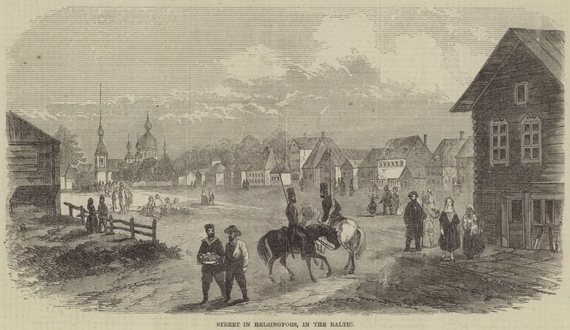 Straße in Helsingfors, an der Ostsee (Stich) von English School