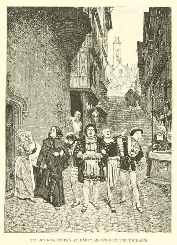 Zecher in der Taverne am frühen Morgen in der Touraine von English School