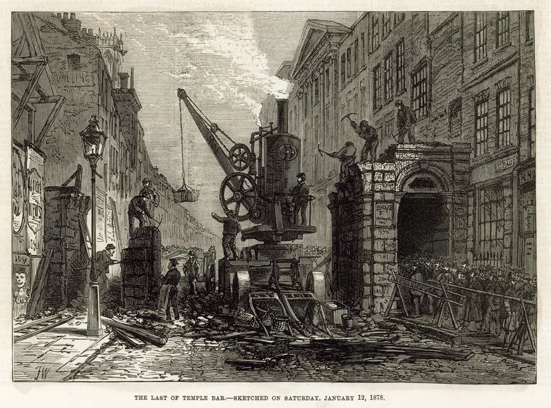 Temple Bar, London. Abriss, 12. Januar 1878 von English School