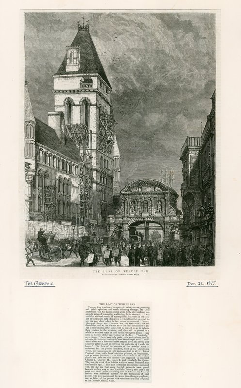 Temple Bar, London. Abriss, 1877 von English School