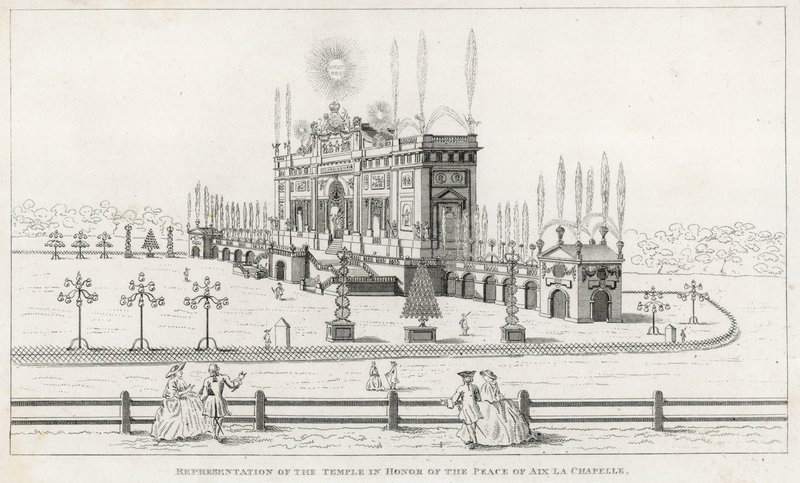 Tempel zu Ehren des Friedens von Aachen 1749 von English School