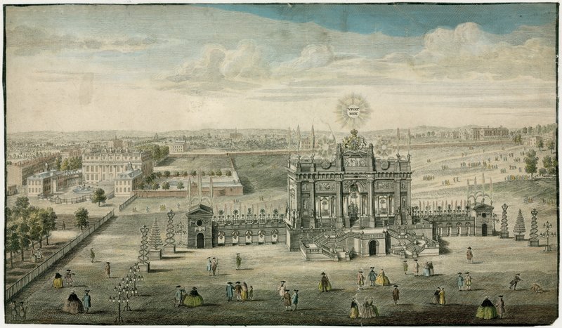Tempel zu Ehren des Friedens von Aachen 1749 von English School