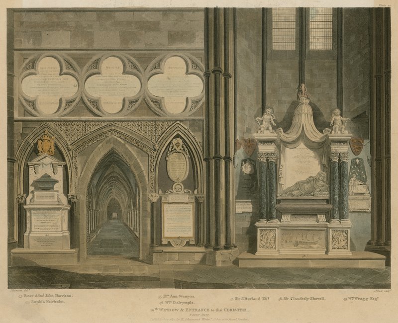 Zehntes Fenster und Eingang zum Kreuzgang, Nordschiff, Westminster Abbey, London von English School