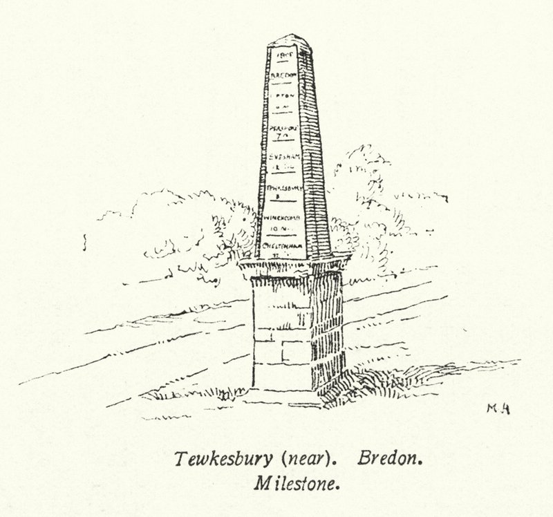 Tewkesbury, nahe Bredon, Meilenstein von English School