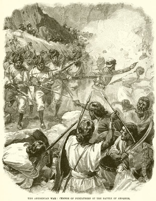 Der Abessinienkrieg: Angriff der Punjabis in der Schlacht von Aroqhee von English School