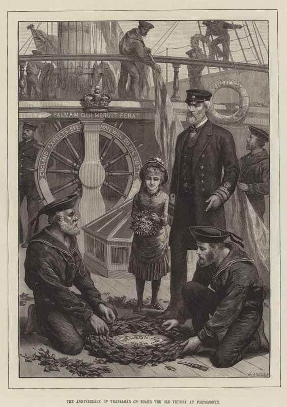 Der Jahrestag von Trafalgar an Bord der alten Victory in Portsmouth von English School