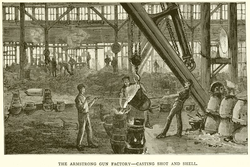 Die Armstrong-Waffenfabrik - Gießen von Schuss und Granate von English School