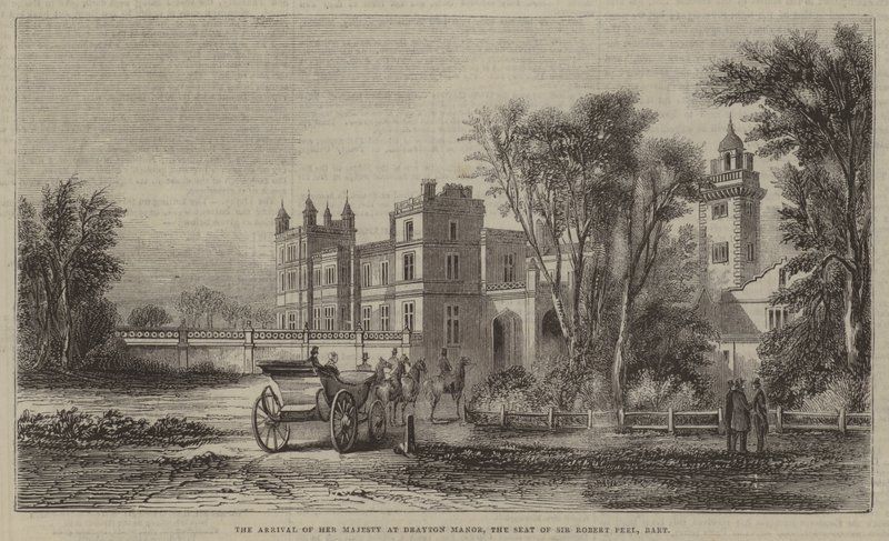 Die Ankunft Ihrer Majestät in Drayton Manor, dem Sitz von Sir Robert Peel, Baronet von English School