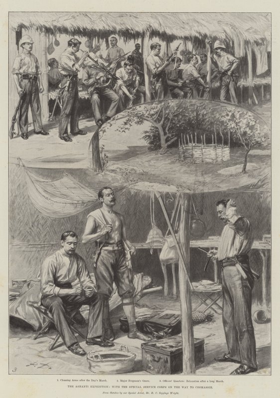 Die Ashanti-Expedition, mit dem Sonderdienstkorps auf dem Weg nach Coomassie (Lithografie) von English School