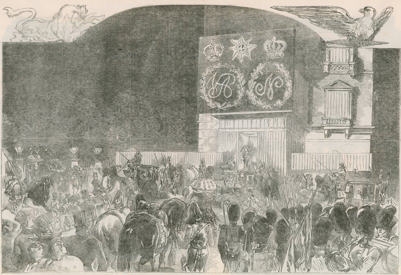 Der Kostümball in der französischen Botschaft, Albert Gate House - Ankunft Ihrer Majestät von English School