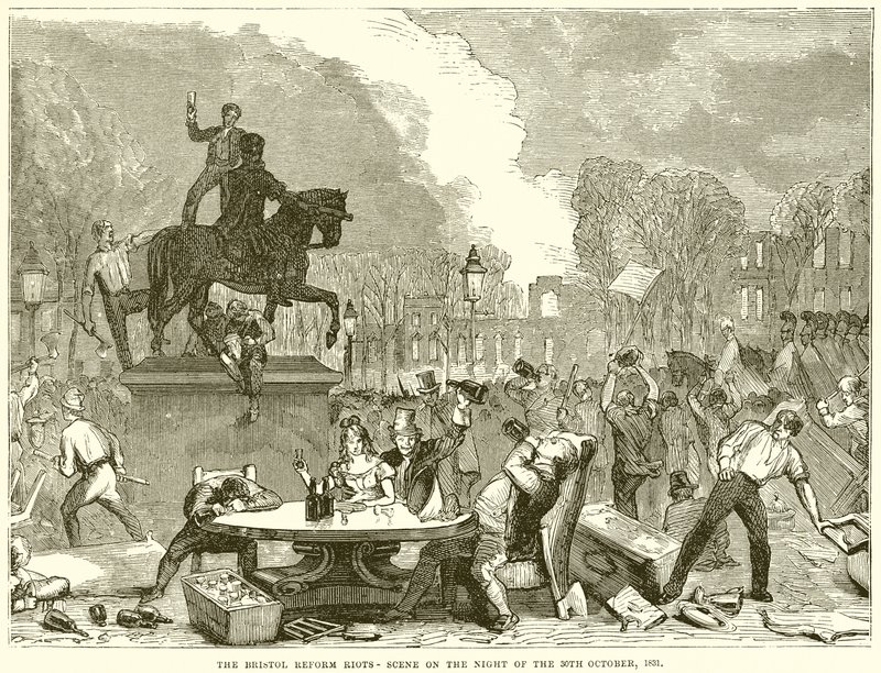 Die Bristol Reform Riots - Szene in der Nacht des 30. Oktober 1831 von English School