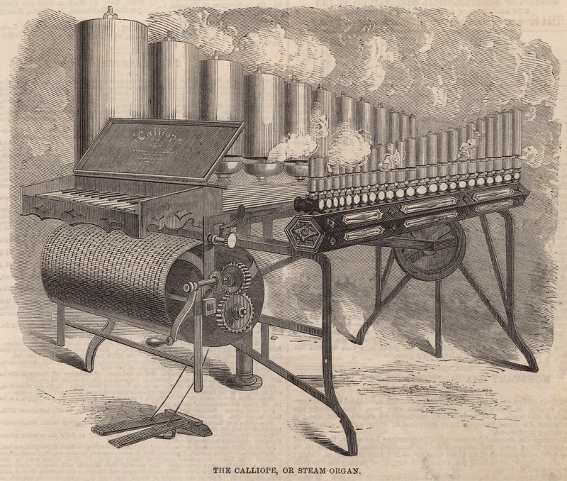 Die Calliope, eine Dampforgel erfunden von Arthur S. Denny in Amerika von English School