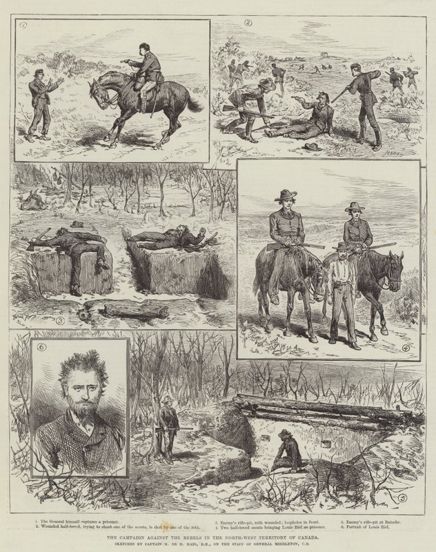 Der Feldzug gegen die Rebellen im Nordwestterritorium von Kanada (Gravur) von English School