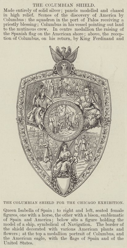 Das Kolumbianische Schild für die Ausstellung in Chicago (Gravur) von English School