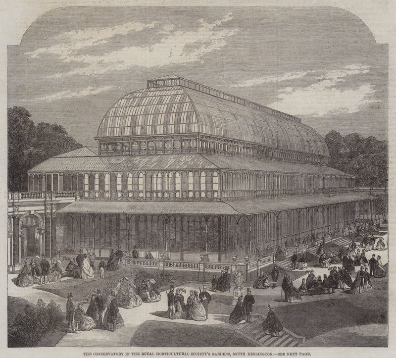 Das Konservatorium in den Gärten der Royal Horticultural Society, South Kensington (Gravur) von English School