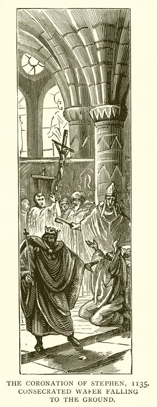 Die Krönung von Stephan, 1135. Geweihte Hostie fällt zu Boden von English School
