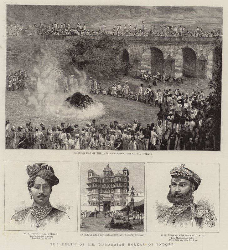 Der Tod von HH Maharajah Holkar von Indore (Gravur) von English School