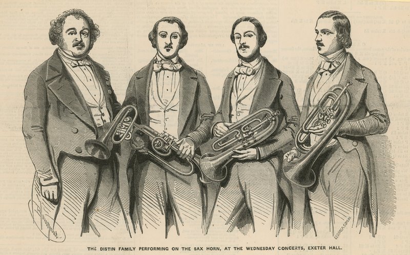 Die Distin-Familie spielt auf dem Saxhorn bei den Mittwochskonzerten, Exeter Hall von English School