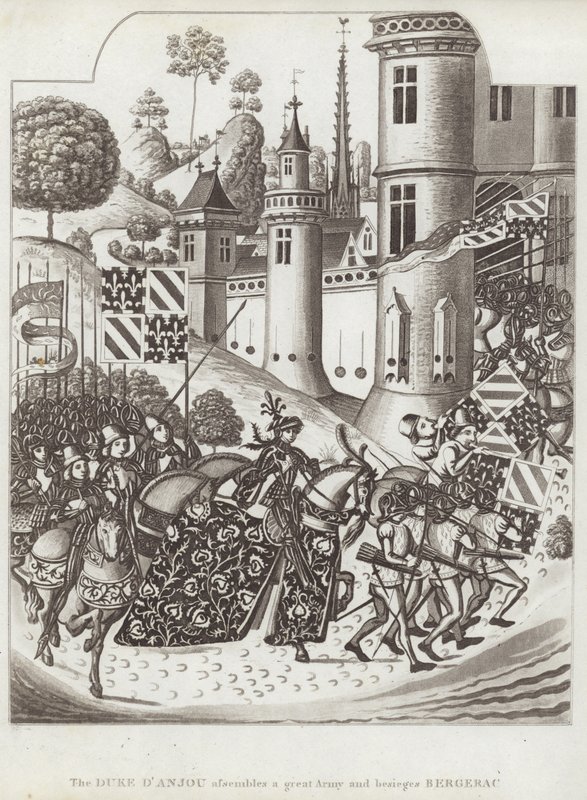Der Herzog von Anjou versammelt eine große Armee und belagert Bergerac von English School