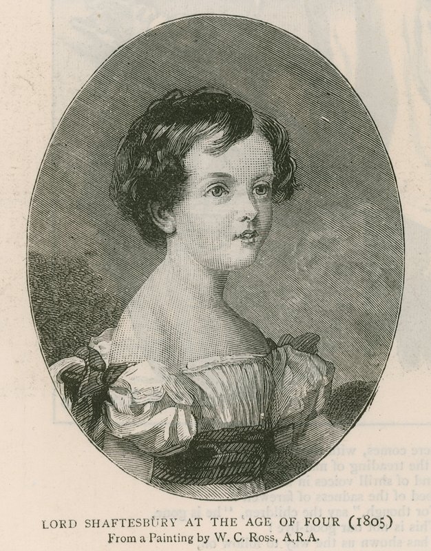 Der Earl of Shaftesbury; Lord Shaftesbury im Alter von vier Jahren, gemalt von W. C. Ross im Jahr 1805 von English School