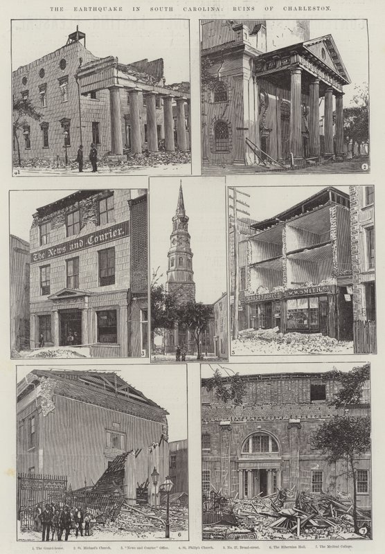 Das Erdbeben in South Carolina, Ruinen von Charleston (Gravur) von English School