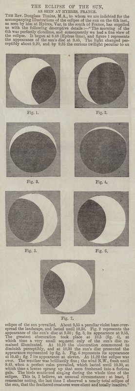 Die Sonnenfinsternis, gesehen in Hyeres, Frankreich (Stich) von English School