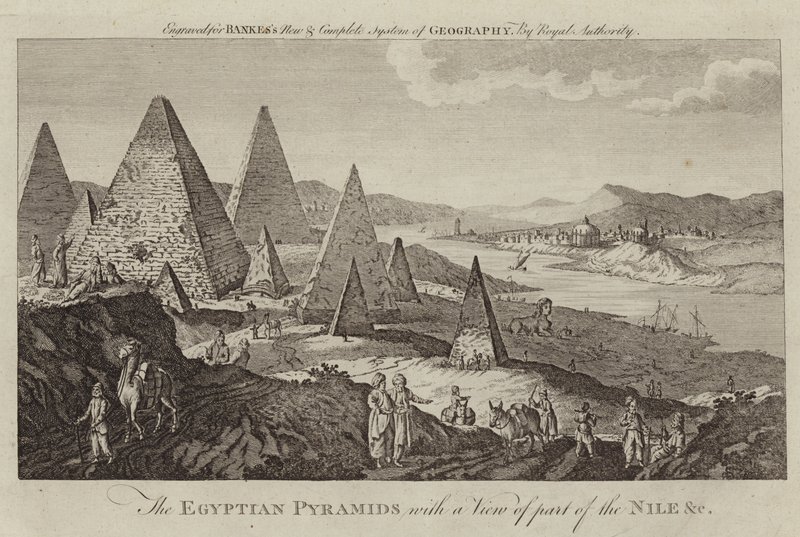 Die ägyptischen Pyramiden mit Blick auf einen Teil des Nils von English School