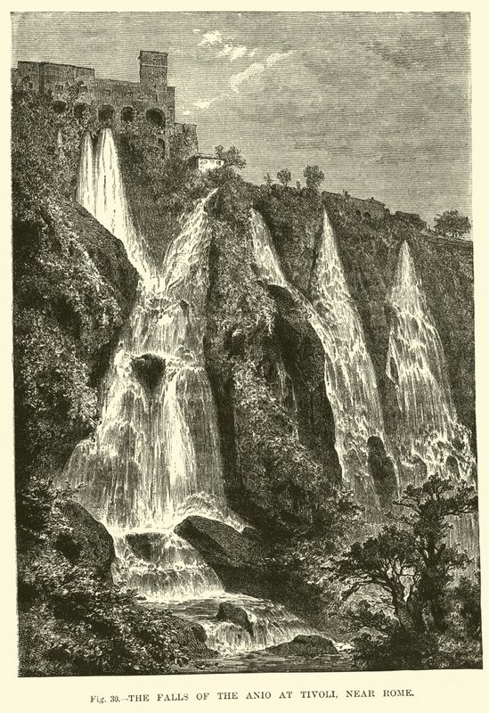 Die Anio-Fälle bei Tivoli, in der Nähe von Rom von English School