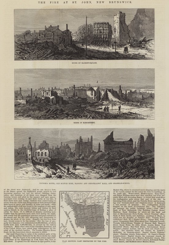 Das Feuer in St. John, New Brunswick (Stich) von English School