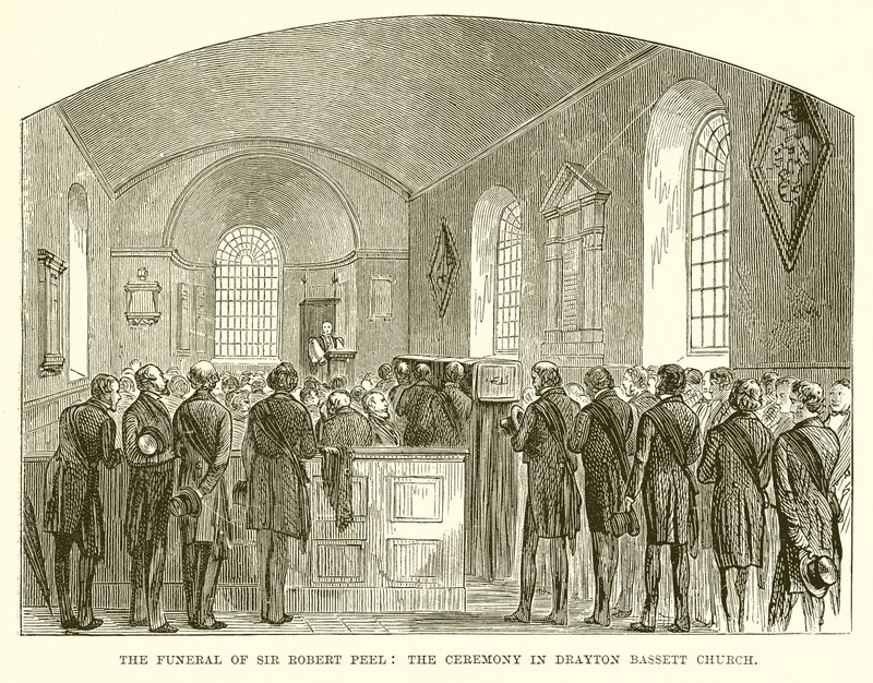 Die Beerdigung von Sir Robert Peel: Die Zeremonie in der Drayton Bassett Kirche von English School